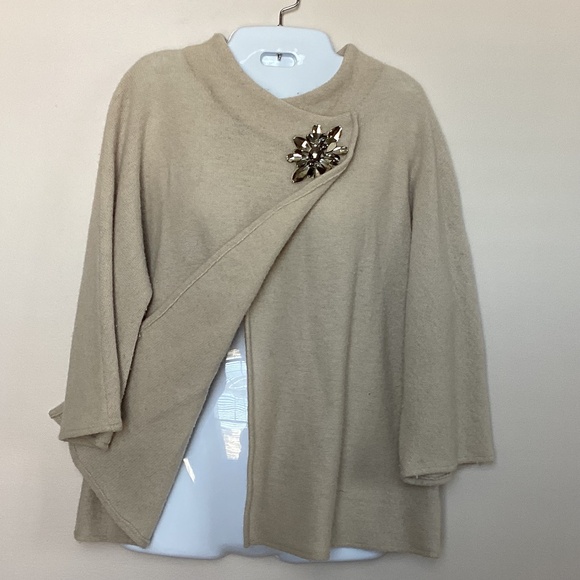 JM Collection Embellished Asymmetrical Wool Cardigan - PL - Picture 3 of 8